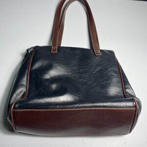 Capezio Black and Brown Leather Shoulder Bag